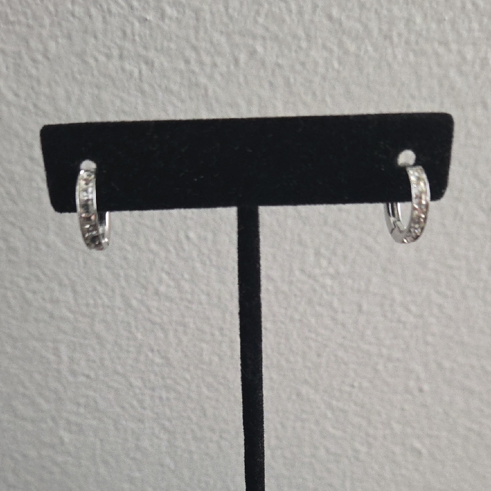 Swarovski Silver Crystal Hoop Earrings